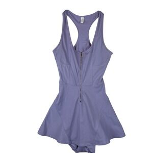 Lavender Purple Half Zip Racerback Tennis Dress with Built in Shorts Large